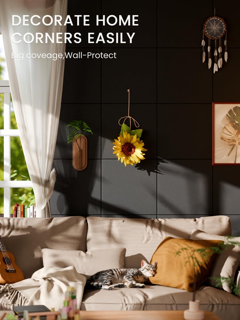 Bumusty Large Cork Board 48" x 36" Alternative - 12 Pack Felt Wall Tiles with 70 Safe Removable Adhesive Tabs, 30 Pushpins, Cork Boards for Walls Pin Board Bulletin Board Office Decor (Black) - Image 4