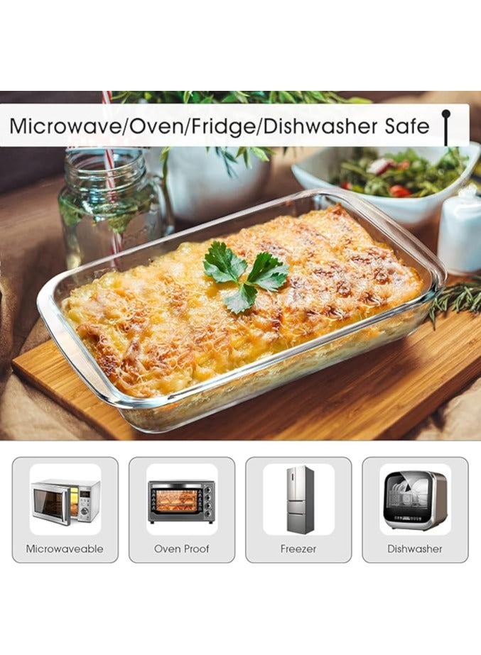 Heat Resistant Glass Oven Trays | Clear Glass Baking Tray Set | Oven u0026 Microwave Safe | Versatile Oven Tray | Glass Roasting Dishes - Image 3