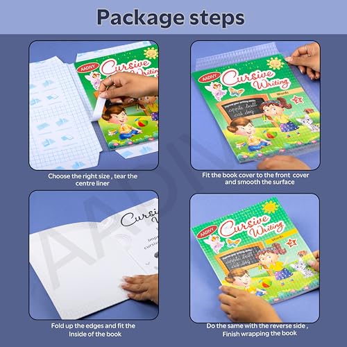 AADIVY A4 Sizes-40 Pcs Transparent Paper Sticker Book Covers, Self-Adhesive Waterproof Binding Film for School & Office, Textbook Protective Plastic, Clear [47x34 Cm Sizes] - Image 3