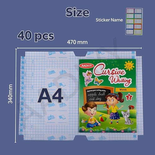 AADIVY A4 Sizes-40 Pcs Transparent Paper Sticker Book Covers, Self-Adhesive Waterproof Binding Film for School & Office, Textbook Protective Plastic, Clear [47x34 Cm Sizes] - Image 2