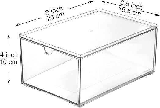 Youngever 2 Pack Stackable Plastic Organiser Drawers Clear Cosmetic Organizers Makeup Organiser Drawers - Image 3