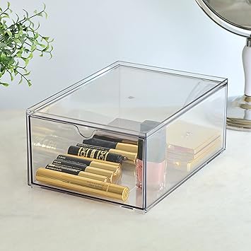 Youngever 2 Pack Stackable Plastic Organiser Drawers Clear Cosmetic Organizers Makeup Organiser Drawers - Image 2