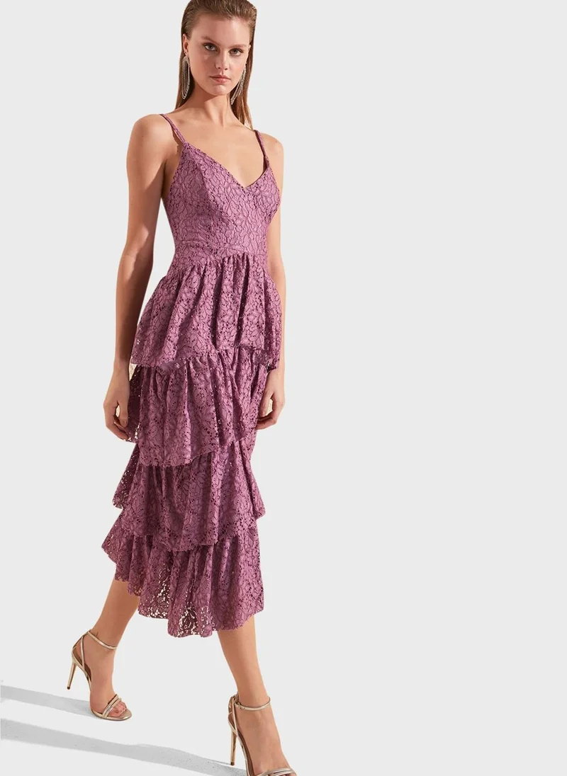 trendyol Pleated Printed Dress