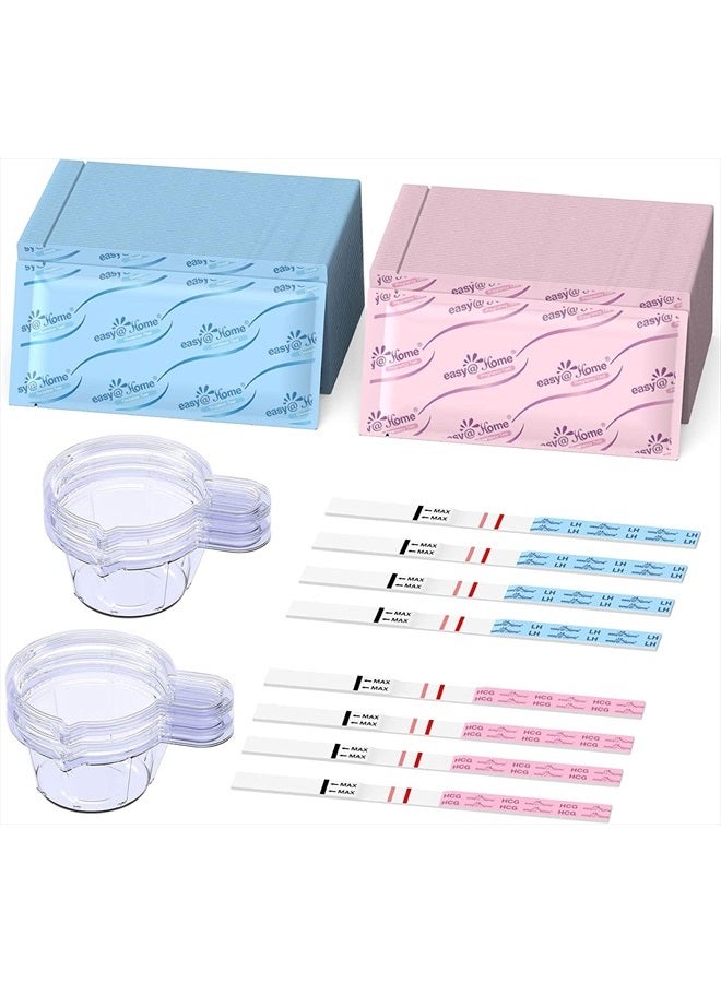 Easy@Home Ovulation & Pregnancy Test Strips Kit: Easy@Home 25 Ovulation Tests 10 Pregnancy Tests & 40 Large Urine Cups - Powered by Premom Ovulation APP | 25LH + 10HCG + 35 Urine Cups - Image 2
