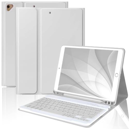 MMK for iPad 9th Generation Case with Keyboard, for iPad 8th 7th Generation Case with Keyboard (Wireless Detachable & Pencil Holder), iPad 10.2"/iPad Air 10.5"(3rd Gen)/iPad Pro 10.5" (Grey) - Image 1