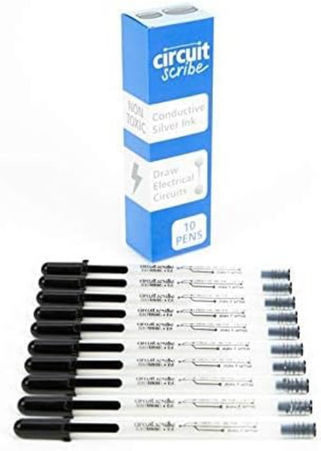 Circuit Scribe Non-Toxic Conductive Ink Pen for Kids Circuit Building Set (10-Pack) | Silver Ink Rollerball Point Pen Kit, Science Experiments, DIY Science Projects (New & Improved Formula) - Image 3