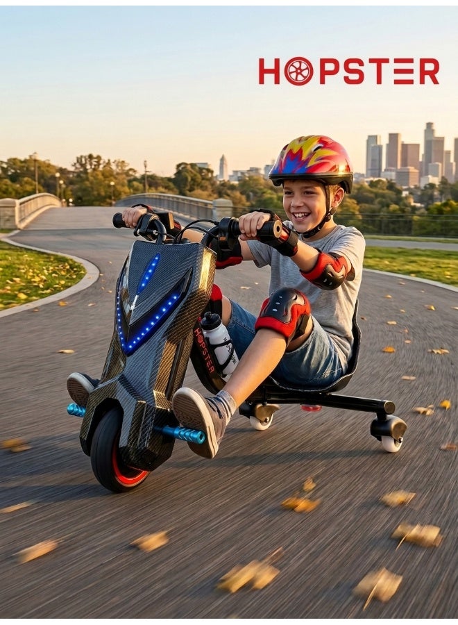 Hopster Kid's Advanced Electric Drift Scooter for Kids with 180W Motor, Medium 6.5 inch wheel, Comfortable Racing Seat, Rear Drift Wheel System, Long-Lasting Rechargeable Battery, black - Image 3