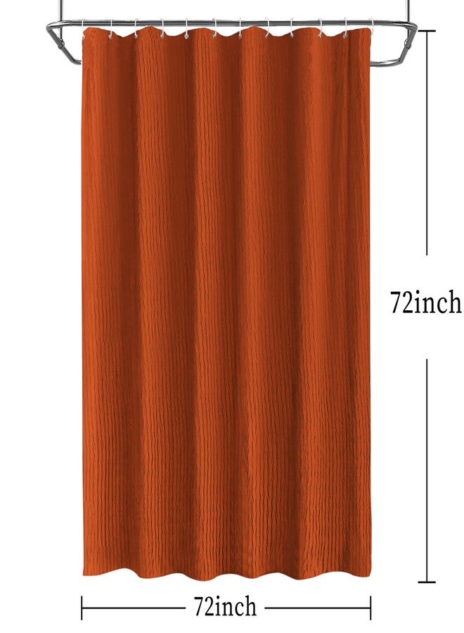 Tititex Vibrant Orange Burnt Ochre Crumpled Shower Curtain, Textured Heavy Duty 156GSM Fabric, Hotel Luxury Bathroom Decorative Waterproof Curtian 72x72 Inch with 12 Hooks - Image 3