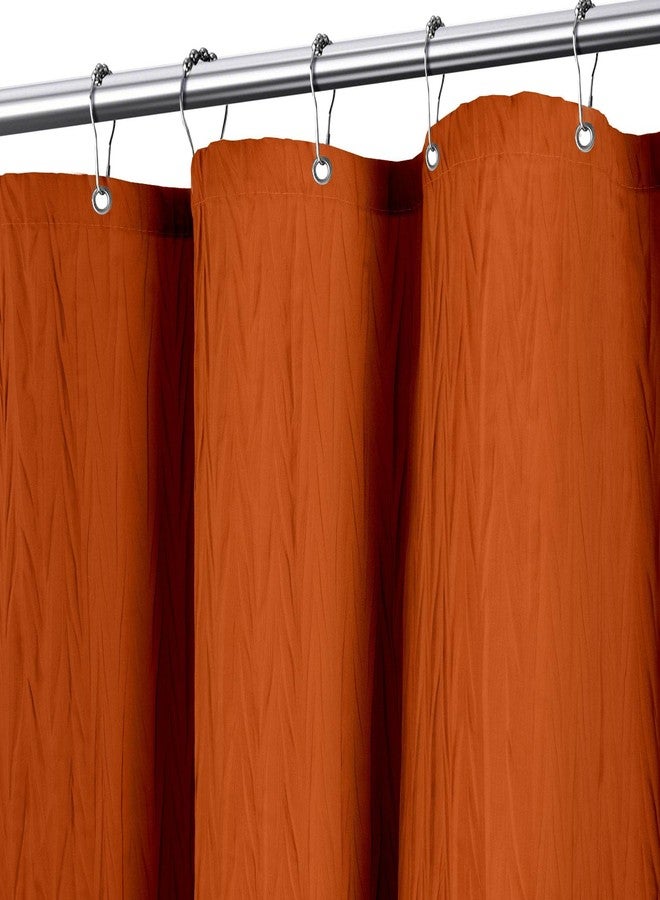Tititex Vibrant Orange Burnt Ochre Crumpled Shower Curtain, Textured Heavy Duty 156GSM Fabric, Hotel Luxury Bathroom Decorative Waterproof Curtian 72x72 Inch with 12 Hooks - Image 1