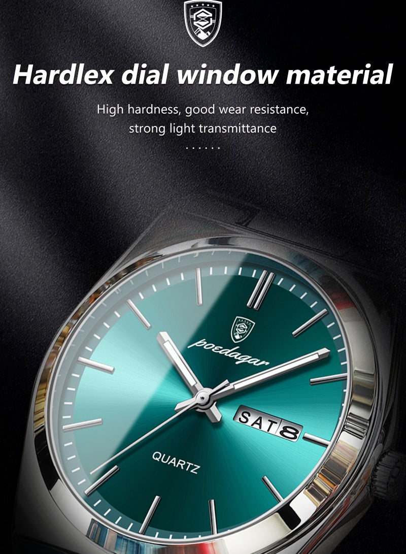 POEDAGAR ساعات رجالية ماركة فاخرة مقاومة للماء ساعة تاريخية للرجال حزام فولاذي ساعة كاجوال كوارتز ساعة رياضية للمعصم - Image 5