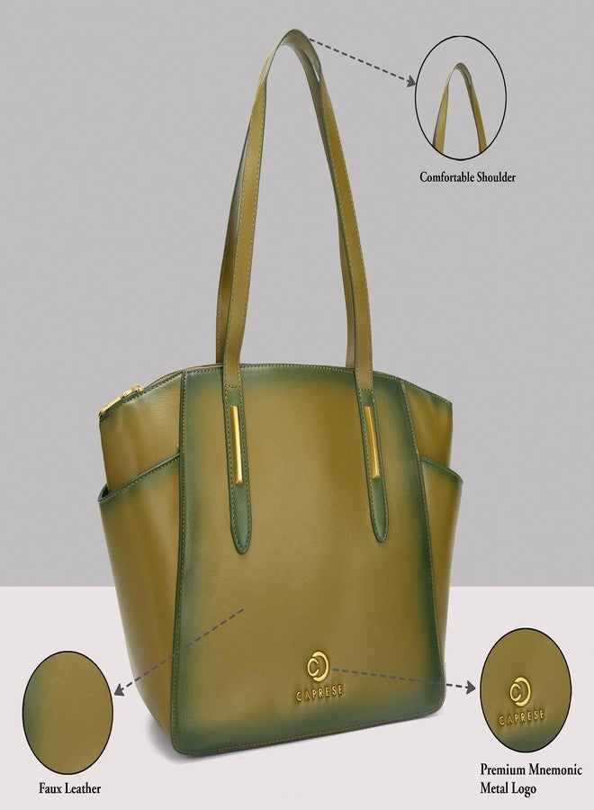 Caprese Dee Large Satchel Bag for Women with Multiple Compartments | Stylish Shoulder and Handheld Bag | Stylish and Functional Design | Perfect for Daily Use Work, Office and Professionals (Green) - Image 3