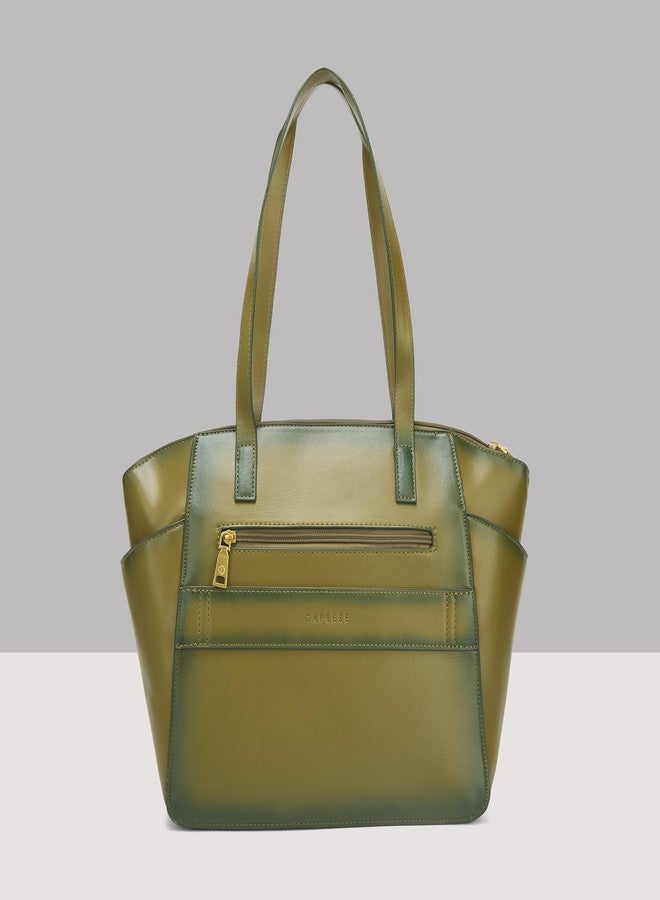 Caprese Dee Large Satchel Bag for Women with Multiple Compartments | Stylish Shoulder and Handheld Bag | Stylish and Functional Design | Perfect for Daily Use Work, Office and Professionals (Green) - Image 5