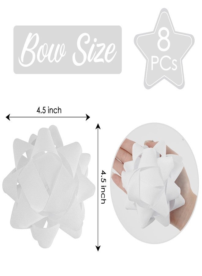 AIMUDI White Bows for Gift Wrapping 4.5'' White Gift Bows Self Adhesive Christmas Bows for Presents Gift Boxes Baskets Birthday Party Holiday Baby Shower Wedding Christmas Decorations - 8 Counts - Image 3