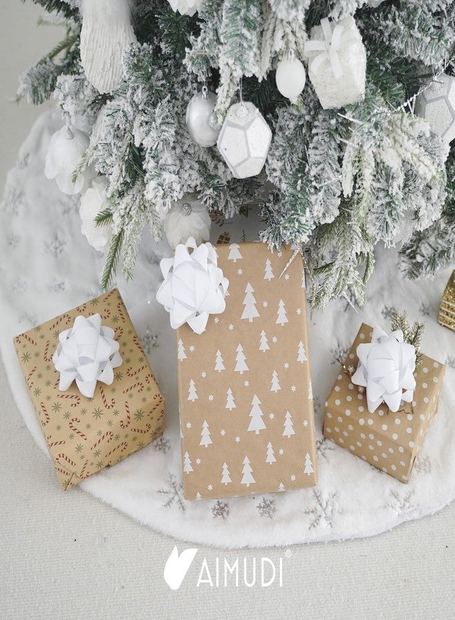 AIMUDI White Bows for Gift Wrapping 4.5'' White Gift Bows Self Adhesive Christmas Bows for Presents Gift Boxes Baskets Birthday Party Holiday Baby Shower Wedding Christmas Decorations - 8 Counts - Image 2