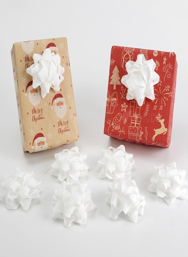 AIMUDI White Bows for Gift Wrapping 4.5'' White Gift Bows Self Adhesive Christmas Bows for Presents Gift Boxes Baskets Birthday Party Holiday Baby Shower Wedding Christmas Decorations - 8 Counts - Image 1