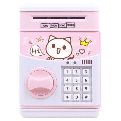 Factory Korea creative childrens number piggy bank ATM password box automatic money machine Pink Cat