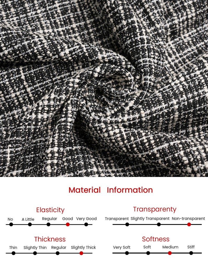 Hobemty Women's Tweed Dress Knee Length A-Line Sleeveless Work Dress Large Black Beige - Image 5