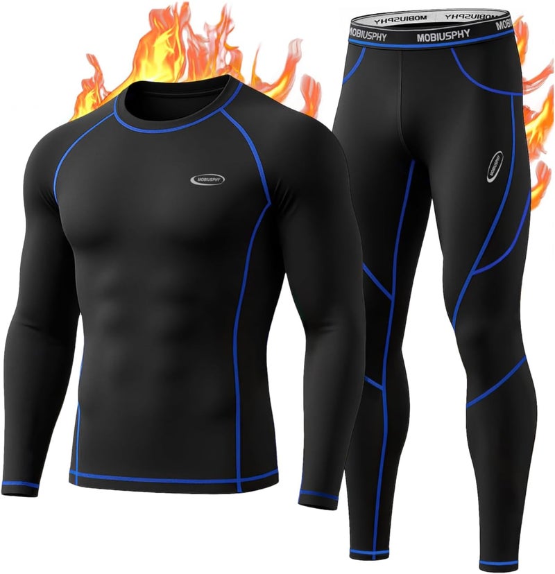 MOBIUSPHY Store Thermal Underwear for Men Sweatsuits Long Johns Set with Fleece Lined Base Layer Top Bottom - Image 1