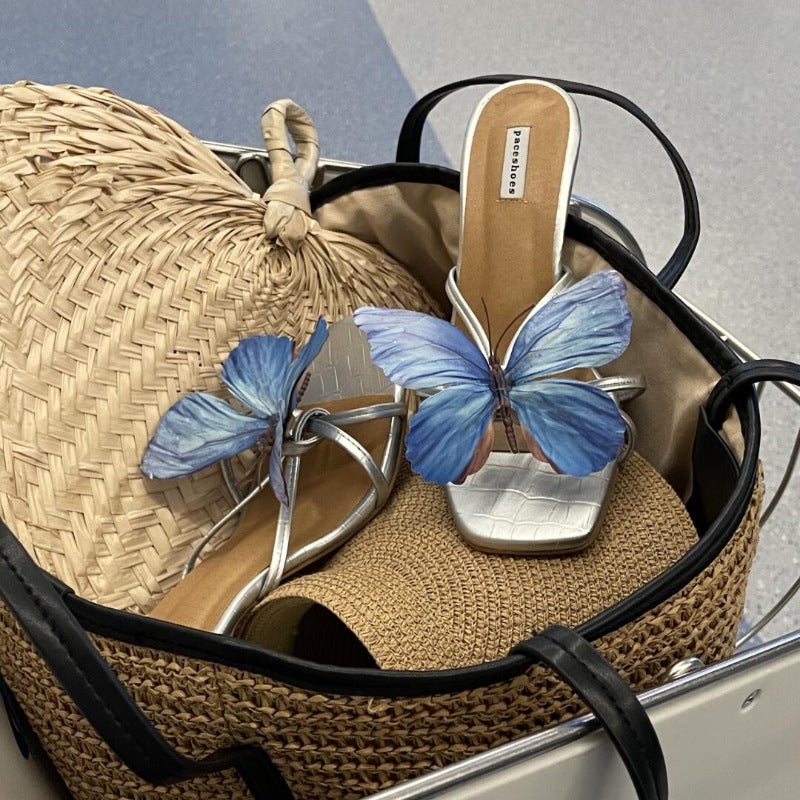 Bohemian Resort Style Butterfly Orchid Shoe Buckle - Sweet Elegant Sandal Accessory for Travel and Photos