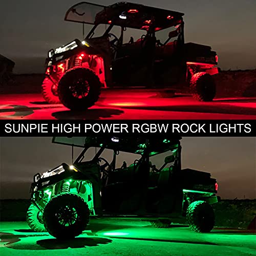 SUNPIE 4 Pods RGBW Rock Lights Aluminium Metal Underglow Light Kit App RF Voice Mode Music Mode Multicolor Wheel Well Lights for Off Road Trucks SUV ATV UTV Trailer Boats - Image 5