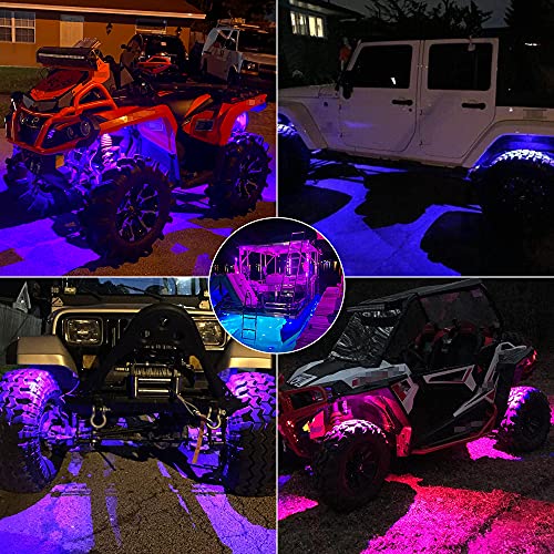SUNPIE 4 Pods RGBW Rock Lights Aluminium Metal Underglow Light Kit App RF Voice Mode Music Mode Multicolor Wheel Well Lights for Off Road Trucks SUV ATV UTV Trailer Boats - Image 2