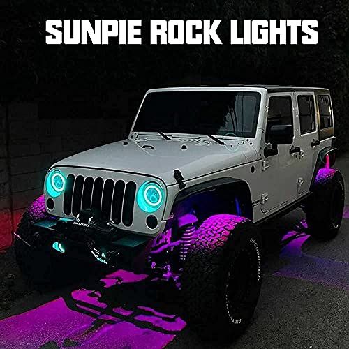 SUNPIE 4 Pods RGBW Rock Lights Aluminium Metal Underglow Light Kit App RF Voice Mode Music Mode Multicolor Wheel Well Lights for Off Road Trucks SUV ATV UTV Trailer Boats - Image 3