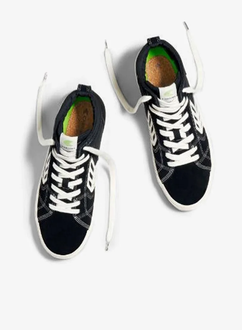 Cariuma  CATIBA PRO High Black Suede and Canvas Contrast Thread Ivory Logo Sneaker  | Best Price UAE
