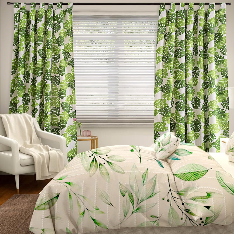 BROSHAN Green Leaves Curtains for Bedroom - 2 Panel Set of Tropical Window Curtain Monstera Leaf Print Light Filtering Drapes- Plant Sliding Door Doorway Curtains 78 inch Long - Image 3