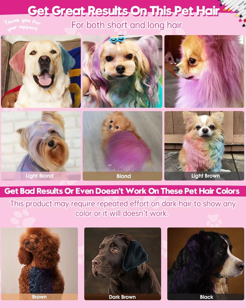 MSDADA Washable & Safe Dog Hair Dye, Temporary Pet Fur Color Markers for Small to Large Dogs, Cats, Puppies - Safe, Fun Gift for Dog & Cat Lovers (14 Pcs) - Image 3