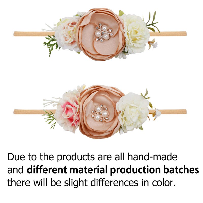mligril Baby Girl Floral Headbands- 3pcs Nylon Headband Handmade Flower Crown Elastic Hairband Newborn Toddler Hair Accessories Gifts for Girls ï¼ˆ1-6 years oldï¼‰ - Image 2
