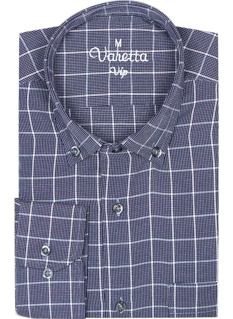 Varetta Men's Plum Check Collar Buttoned Pocket Long Sleeve Shirt M