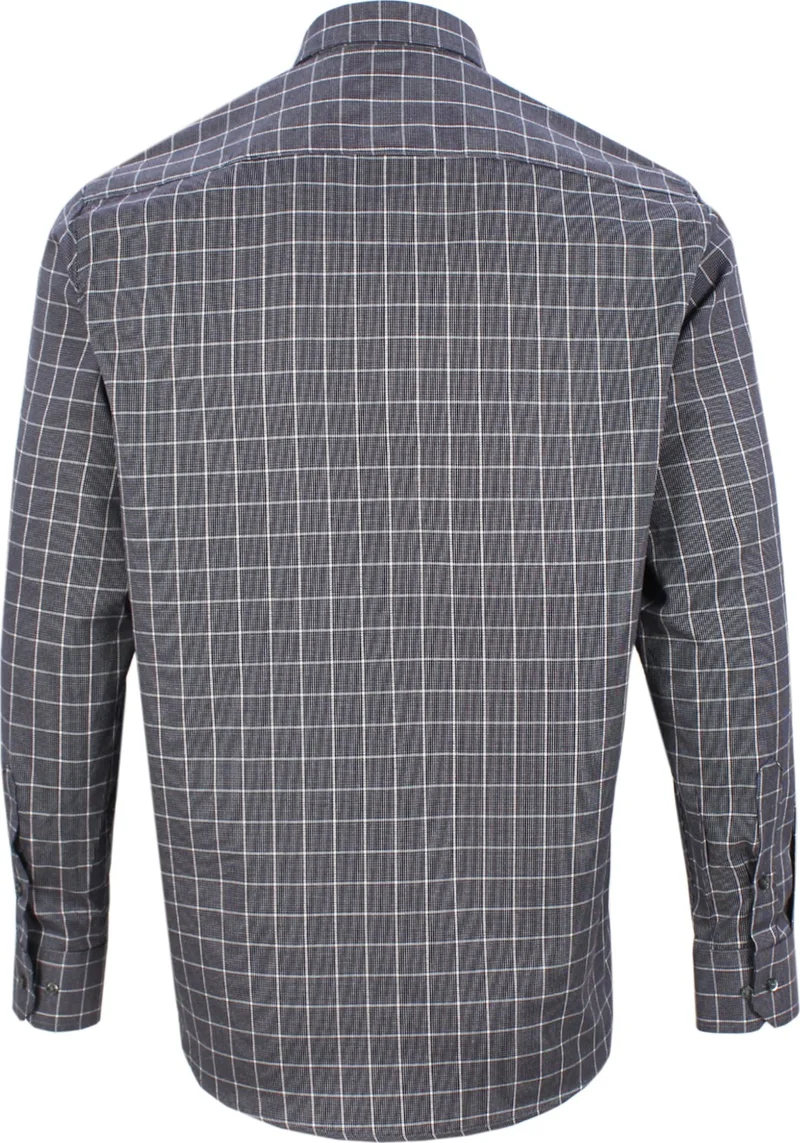 فاريتا Men's Plum Check Collar Buttoned Pocket Long Sleeve Shirt M