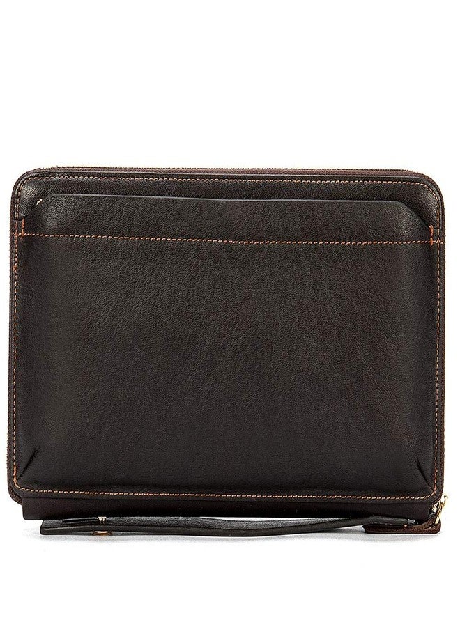 HARPIMER Real Leather Clutch Bags for Men Large Zip Around Genuine Leather Purse Vintage Retro Checkbook Handbag Coffee - Image 1