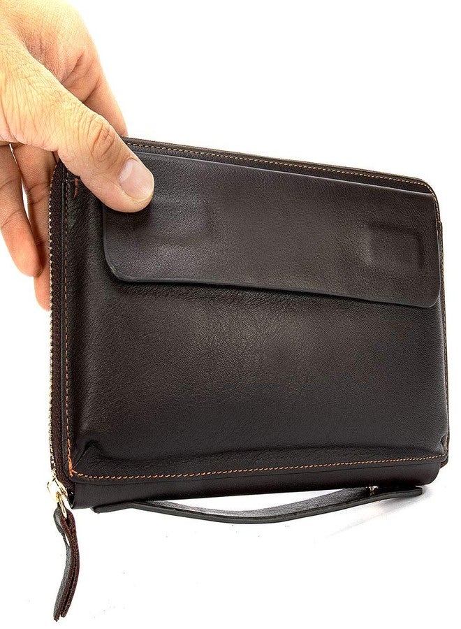 HARPIMER Real Leather Clutch Bags for Men Large Zip Around Genuine Leather Purse Vintage Retro Checkbook Handbag Coffee - Image 4