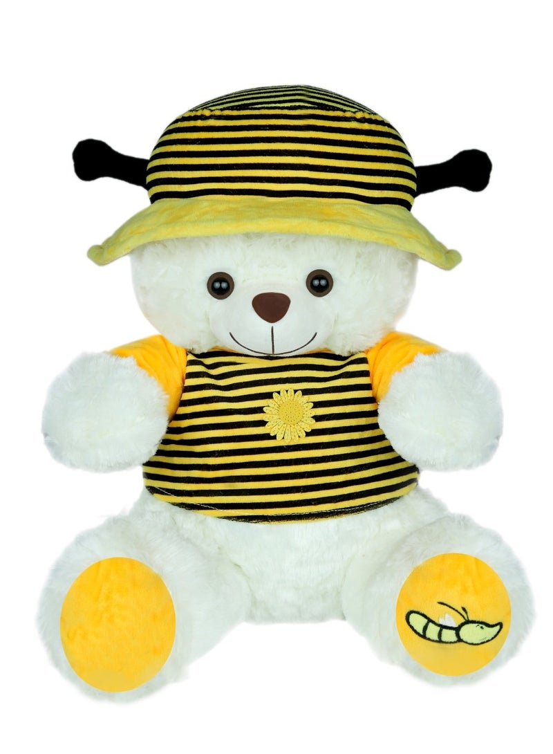 Magnolia Elegant bear with striped T-shirt and hat, 40 cm from Magnolia Toys - a wonderful toy for children |  And huggable | Perfect for playtime, bedtime and gifts | Durable and cuddly  - Image 3