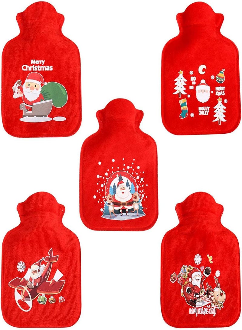 GGOOT Hot Water Bottle with Flannel Cover, PVC Christmas Hot Water Bag for Neck, Back, Abdomen, Shoulder Pain Re-lief, Winter Hand Feet Warmer, Menstrual Cramps, Washable Removable, Gift for Women Kids - Image 1