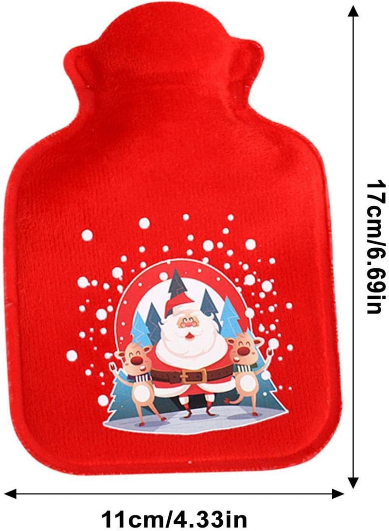 GGOOT Hot Water Bottle with Flannel Cover, PVC Christmas Hot Water Bag for Neck, Back, Abdomen, Shoulder Pain Re-lief, Winter Hand Feet Warmer, Menstrual Cramps, Washable Removable, Gift for Women Kids - Image 2