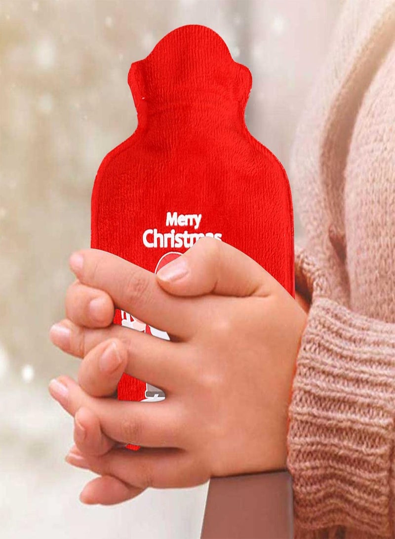 GGOOT Hot Water Bottle with Flannel Cover, PVC Christmas Hot Water Bag for Neck, Back, Abdomen, Shoulder Pain Re-lief, Winter Hand Feet Warmer, Menstrual Cramps, Washable Removable, Gift for Women Kids - Image 3