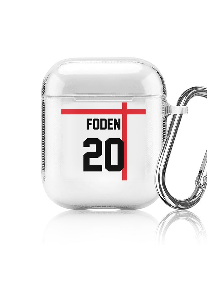 Stylizedd Classic Clear printed Case for Apple Airpods 2 / 1 Soft TPU Gel Thin Transparent Flexible Cover - Football Team - England, Player Name - Foden - Image 1