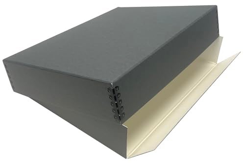 Lineco Museum Storage Box, Archival Acid-Free Buffered Drop Front Design with Metal Edges, 11x14x3 Inches, Photo Organizer Preservation Box, Gray - Image 3