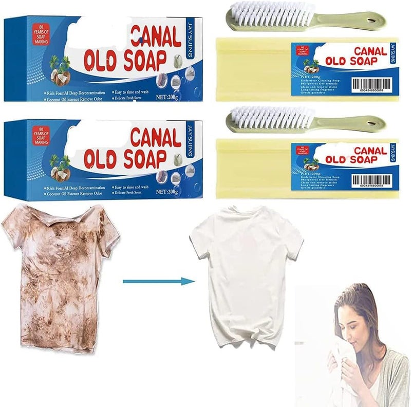 DqsWko Grand Underwear Cleaning,Canal Old Soap with Brush,Laundry Bars Grand, underwear cleaning, canal old soap long lasting fragrance (2pcs) - Image 1