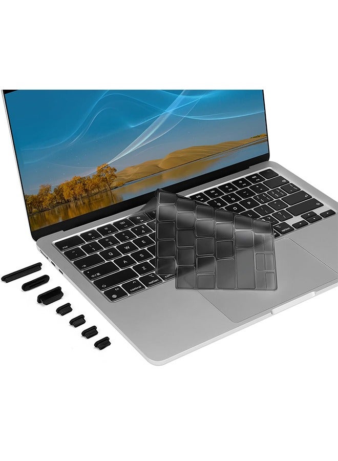 Ultra Thin Keyboard Cover Skin with Dust Plugs Compatible with MacBook Air 15 inch M3 A3114 M2 A2941/Air 13.6 A3113 A2681/Pro 14/16 M4 M3 M2 M1, Grey - Image 1