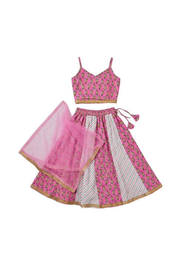 Nautinati Pink Festive Ethnic Set for Girls – Cotton Comfort & Style - Image 4