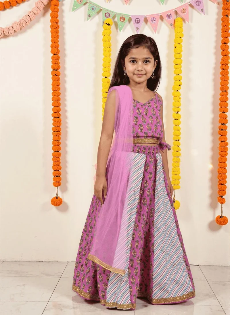 Nautinati Nautinati Pink Festive Ethnic Set for Girls – Cotton Comfort & Style