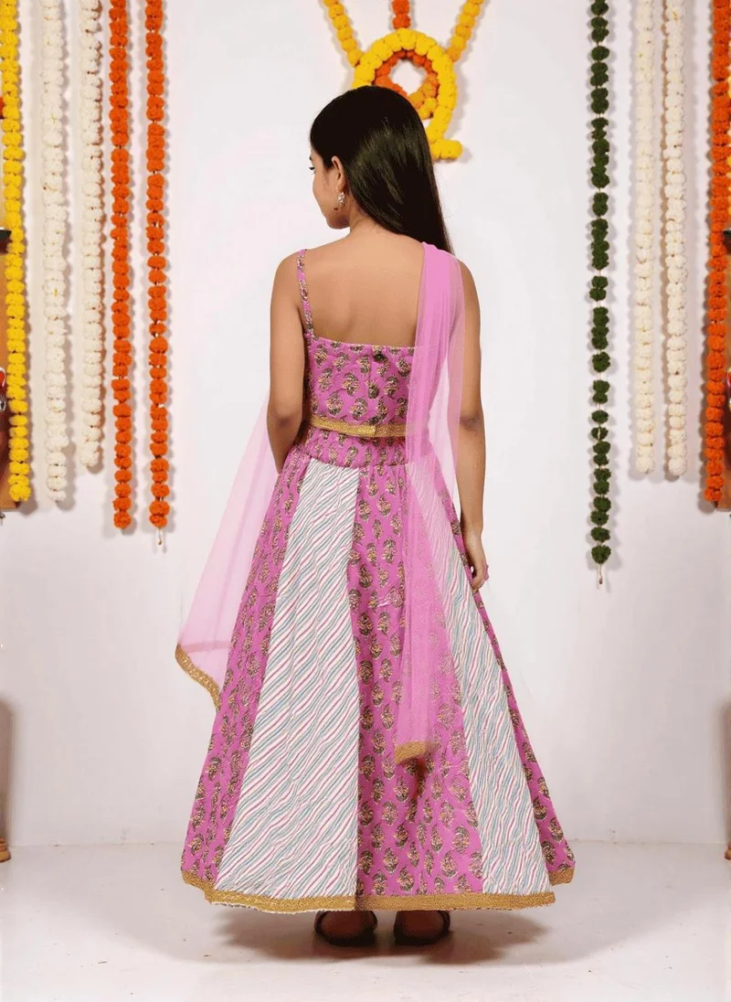 Nautinati Nautinati Pink Festive Ethnic Set for Girls – Cotton Comfort & Style