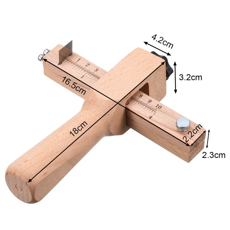 Jovitec Leather Strap Cutter, Strip and Strap Leather Wood DIY Craft Hand Cutting Tool Adjustable with 5 Blades - Image 2