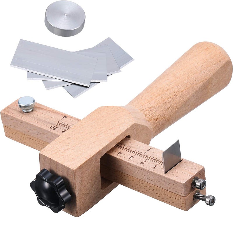 Jovitec Leather Strap Cutter, Strip and Strap Leather Wood DIY Craft Hand Cutting Tool Adjustable with 5 Blades - Image 1