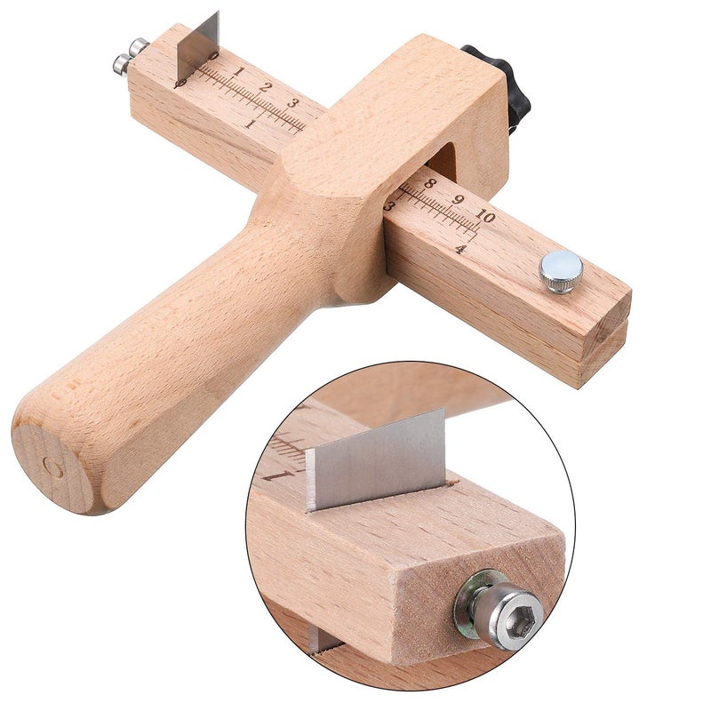 Jovitec Leather Strap Cutter, Strip and Strap Leather Wood DIY Craft Hand Cutting Tool Adjustable with 5 Blades - Image 4