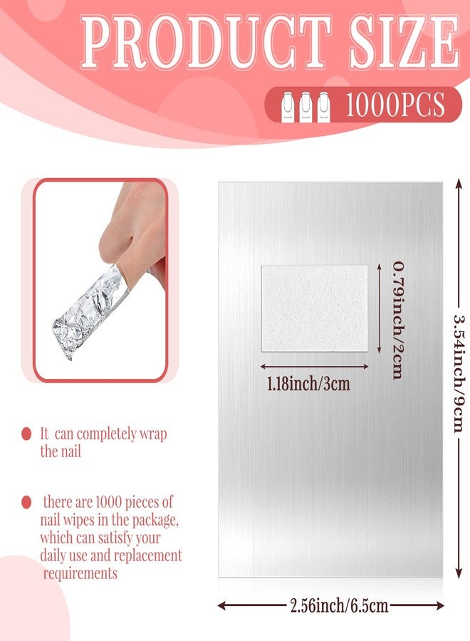 Demissle 1000 Pcs Polish Remover Foil Wraps with Pre Attached Lint Pad for Removing, Silver - Image 2