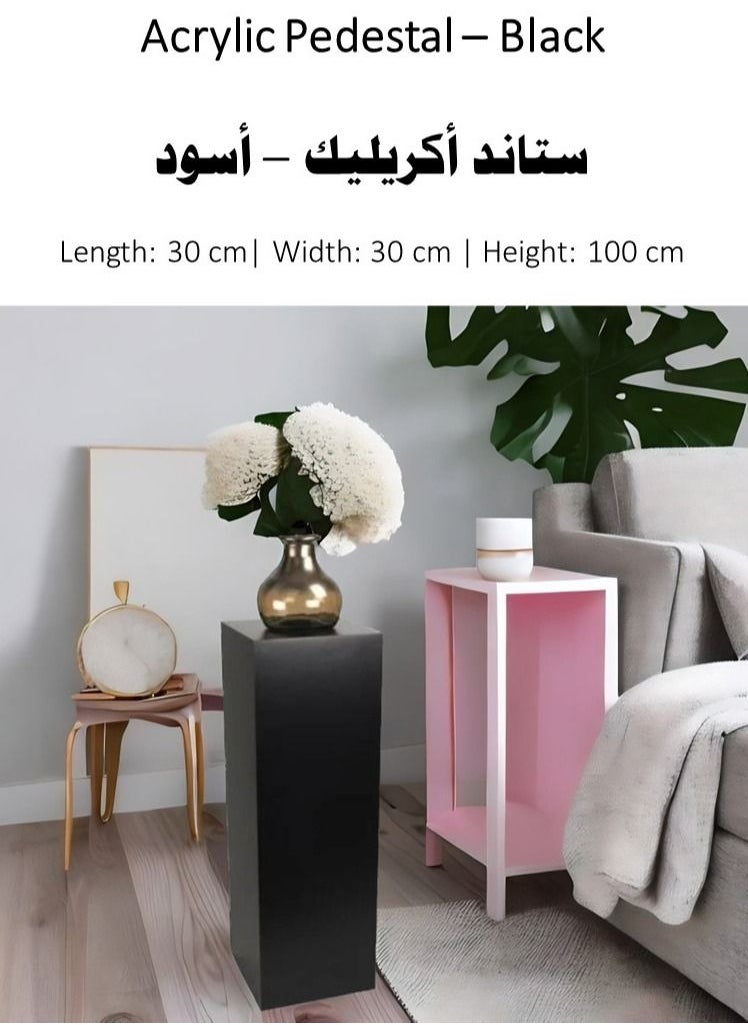 Lamsit Ibdaa - LAMSIT IBDAA Acrylic Pedestals – Plastic Stands – Acrylic Plinths – Acrylic Risers – Side Tables Black - Image 1